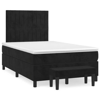 Pat box spring cu saltea, negru, 120x190 cm, catifea GartenMobel Dekor