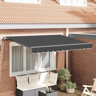 Cortina Retractabilă Manual Antracit 300 x 200 cm țesătură GartenMobel Dekor