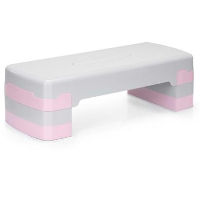 Stepper aerobic, ajustabil in 3 trepte, antiderapant, maxim 350 kg, 68x29x20 cm, gri si roz Household NewTrend