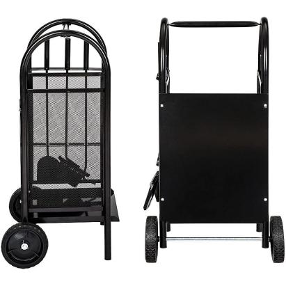 Suport depozitare lemne, 3 accesorii metalice, roti transport, 83x35x30 cm MultiMark GlobalProd