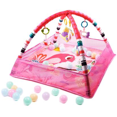 Tarc de joaca pentru bebelusi, 76x76x50 cm, roz – cu jucarii, mingi si arcade interactive Household NewTrend