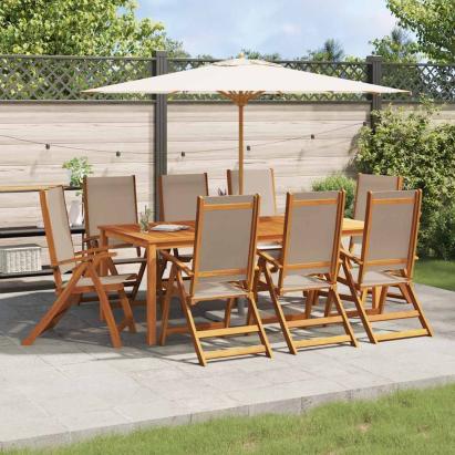 Scaune de grădină pliabile 8 buc. lemn masiv acacia & textilenă GartenMobel Dekor