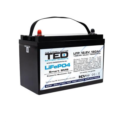 Acumulator LiFePo4 12.8V 150Ah, BMS, bluetooth, M8 TED Electric - TED007414 SafetyGuard Surveillance