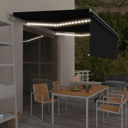 Copertină automată cu stor&senzor vânt&LED, antracit, 4,5x3 m  GartenMobel Dekor