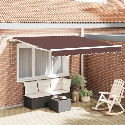 Copertina retractabilă automat cu LED, maro, 300x250 cm GartenMobel Dekor