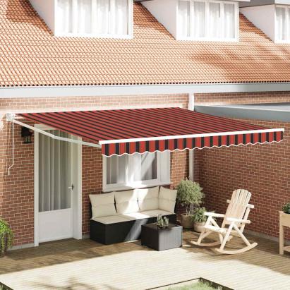 Cortina Retractabilă Manual Roșu și Negru 350 x 250 cm GartenMobel Dekor