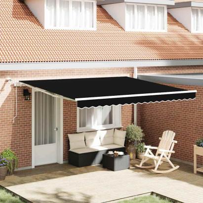 Cortina Retractabilă Negru 400 × 300 cm Poliester și metal GartenMobel Dekor