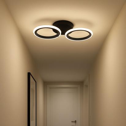 Lustra LED MARA 28W, 2 Cercuri, lumina Rece/Calda/Neutra, Negru ModernLight Concept