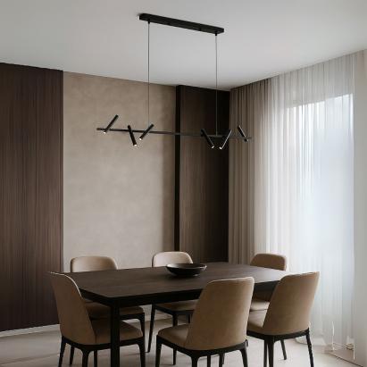 Lustra LED cu telecomanda Harman, 23W, 6 Surse, Lumina Neutra, Negru ModernLight Concept