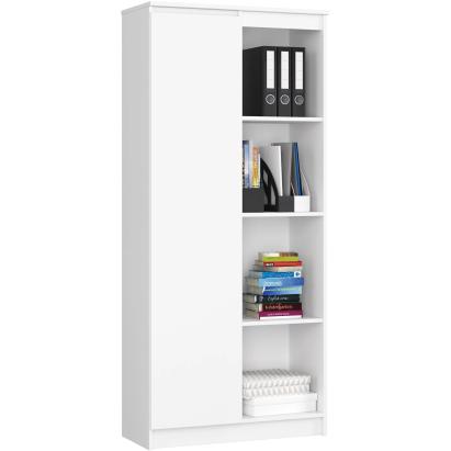 Dulap cu usa si 8 etajere, PAL laminat 16 mm, 80x35x180 cm, alb Household NewTrend