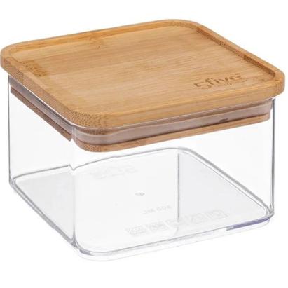 Cutie depozitare 5Five Eske patrata 0.5L, capac bambus, PS transparent Household NewTrend