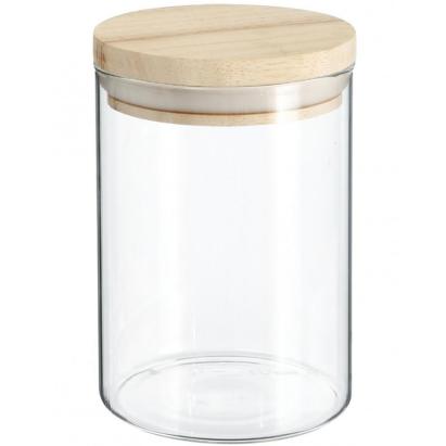 Borcan etans 5Five din sticla borosilicata cu capac lemn natural, 0.6 l, transparent Household NewTrend
