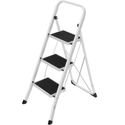 SONGMICS Scara pliabila cu 3 trepte, sarcina 150 kg, otel, 47x75x105 cm, alb si negru Household NewTrend