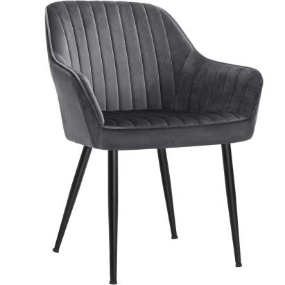 SONGMICS Scaun living tapitat din catifea cu cotiere, sarcina 110 kg, 63x60x85 cm, gri Household NewTrend