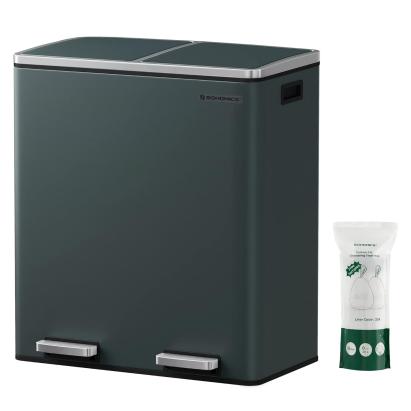 SONGMICS Cos de gunoi din inox cu 2 compartimente colectare selectiva, cu galeti interioare, 2x30litri, gri inchis Household NewTrend