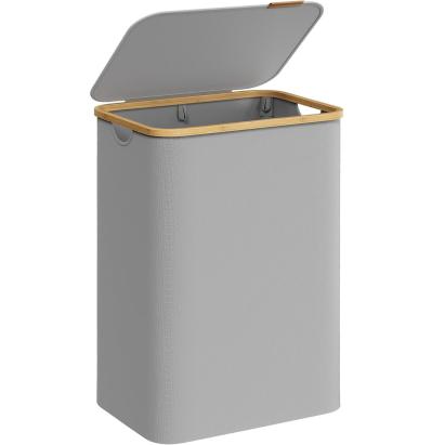 SONGMICS Cos de rufe textil, pliabil, cu 2 compartimente detasabile, 130L, 52x39x71 cm, gri Household NewTrend