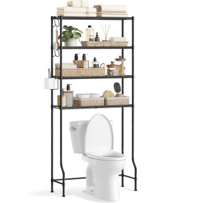 SONGMICS Raft de depozitare pentru baie, suprapunere peste masina spalat sau vas WC, 30x83x176 cm, negru Household NewTrend