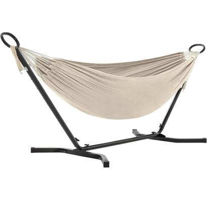 SONGMICS Hamac cu cadru metalic, reglabil la 5 inaltimi, maxim 240 kg, 300x90x95cm, bej Household NewTrend