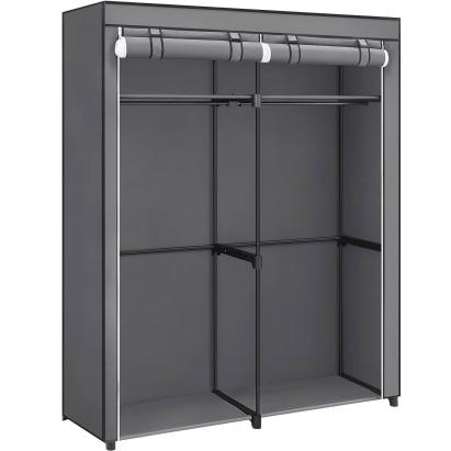 SONGMICS Garderoba pentru depozitarea hainelor, din material textil, cu 2 bare pentru umerase, 43x140x174cm, gri Household NewTrend