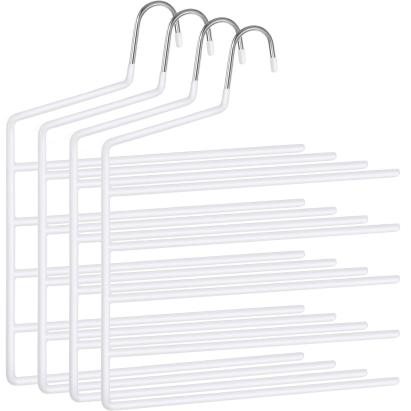 SONGMICS Set de 4 umerase pentru pantaloni, anti-alunecare, capacitate 5 perechi per umeras, 32cm, alb Household NewTrend