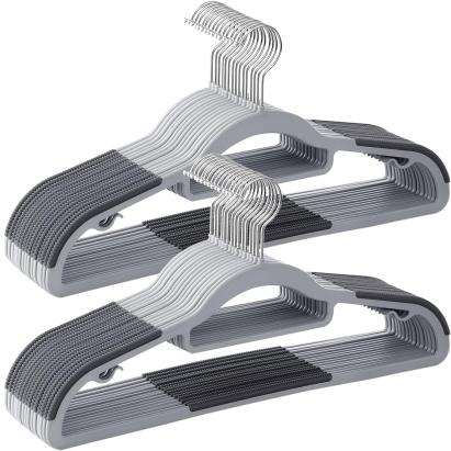 SONGMICS Set de 30 de umerase pentru haine, anti-alunecare, bara de cravata si carlig pivotant, 42cm, gri Household NewTrend