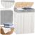 Cos pentru rufe din bambus, pliabil, cu 2 compartimente, volum 105 L, 63x52x33 cm, alb si gri Household NewTrend
