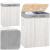 Cos pentru rufe din bambus, pliabil, cu 2 compartimente, volum 105 L, 63x52x33 cm, alb si gri Household NewTrend