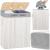 Cos pentru rufe din bambus, pliabil, cu 2 compartimente, volum 105 L, 63x52x33 cm, alb si gri Household NewTrend