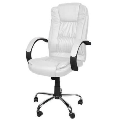 Scaun de birou, rotativ, functie tilt, piele ecologica, otel, alb, max 130 kg, 60x60x113/123 cm, Malatec GartenVIP DiyLine
