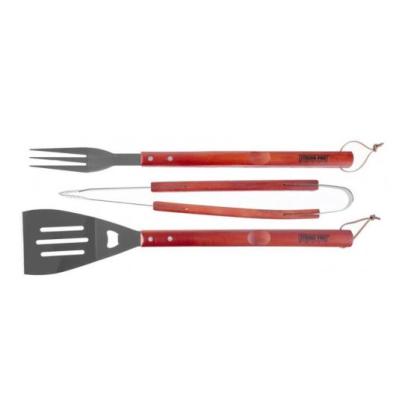 Ustensile pentru barbecue, grill, gratar, inox, maner lemn, set 3 piese GartenVIP DiyLine