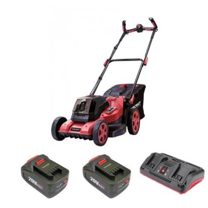 Masina de tuns iarba, gazon, electrica, motor fara perii, 2 acumulatori 4 Ah, incarcator 2x20V Li-ion, 40 cm, Worcraft  GartenVIP DiyLine