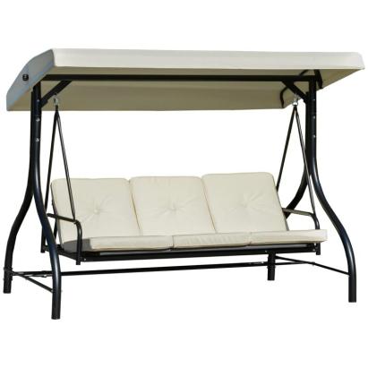 Balansoar gradina, 3 locuri, bej, 195x117x174 cm, functie pat, perne captusite, max 240 kg, Louisiana GartenVIP DiyLine