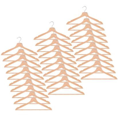 Set de 30 umerase din lemn cu carlig cromat rotativ, forma ergonomica, 43x21 cm, maro natur Household NewTrend