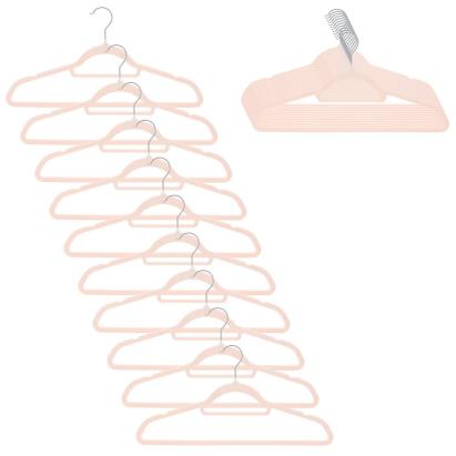 Set de 20 de umerase pentru haine, din velur, cu carlig rotativ, 45x23 cm, roz Household NewTrend