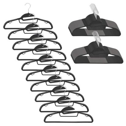 Set de 30 de umerase antiderapante pentru haine, din PE, cu carlig metalic rotativ, 41 cm, negru si gri Household NewTrend