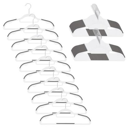 Set de 30 de umerase antiderapante pentru haine, din PE, cu carlig metalic rotativ, 41 cm, alb si gri Household NewTrend