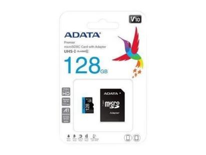 Card microSD ADATA 128GB, Class 10, 100MB/s citire, 25MB/s scriere, adaptor SD inclus, AUSDX128GUICL10A1-RA1, ideal pentru video Full HD SafetyGuard Surveillance
