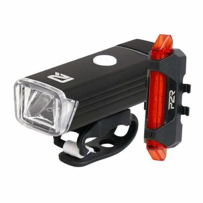 Set Lumini Bicicleta P2R NITION 10C USB, Acumulator Li-Pol, Negru Ultimate FactoryBikes