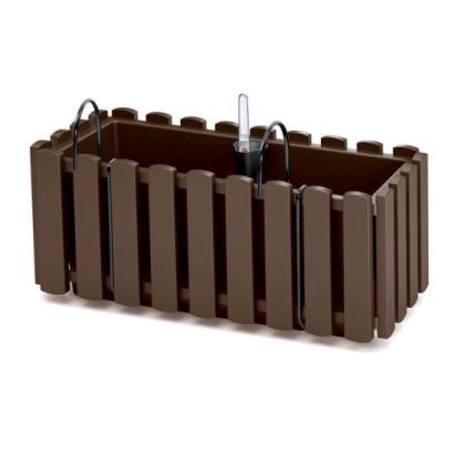 Jardiniera decorativa, suport metalic, sistem irigare,​​​​​​​ maro, 38x18x16.2 cm, Boardee Fencycase W Old GartenVIP DiyLine