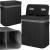 Cos de rufe din bambus cu capac, 2 compartimente, sac detasabil, volum 100L, 54x35x60cm, negru Household NewTrend