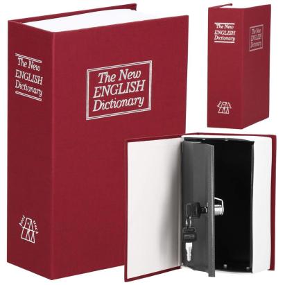 Caseta de valori, cutie metalica cu cheie, portabila, tip carte, Dictionar, maro, 18×11.5×5.5 cm Household NewTrend