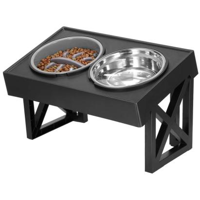 Set 2 boluri cu stand, pentru catei, inaltime si unghi reglabile, 2 x 21 cm Household NewTrend