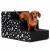 Scara pentru animale de companie, caini sau pisici, 3 trepte, antiderapanta, husa detasabila, inaltime 30 cm, negru cu decor alb Household NewTrend