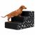 Scara pentru animale de companie, caini sau pisici, 3 trepte, antiderapanta, husa detasabila, inaltime 30 cm, negru cu decor alb Household NewTrend