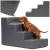 Scara pentru animale de companie, caini sau pisici, 4 trepte, antiderapanta, husa detasabila, inaltime 40 cm, gri inchis Household NewTrend