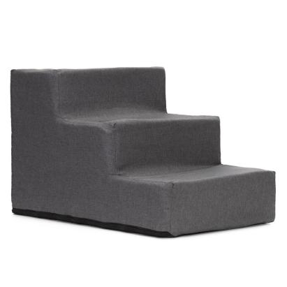 Scara pentru animale de companie, caini sau pisici, 3 trepte, antiderapanta, husa detasabila, inaltime 30 cm, gri inchis Household NewTrend