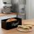 Cutie pentru paine din metal cu capac din bambus, finisaj lucios, 33x18x14 cm, negru Household NewTrend