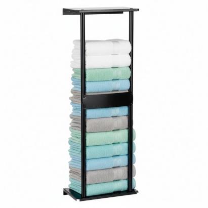 Raft metalic pentru prosoape, structura cu finisaj mat, accesorii montaj incluse, 31x15x77 cm, negru Household NewTrend