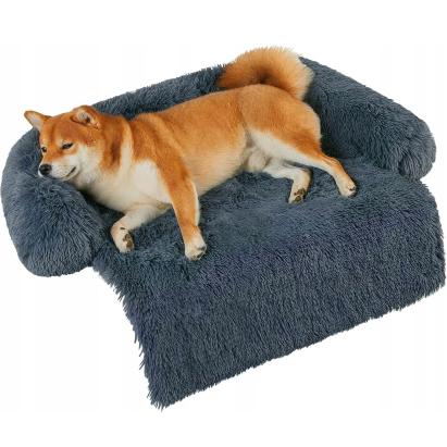 Pat pentru caini, cu margini groase ridicate, antiderapant, husa detasabila, marime M, 76x76x16cm, albastru Household NewTrend