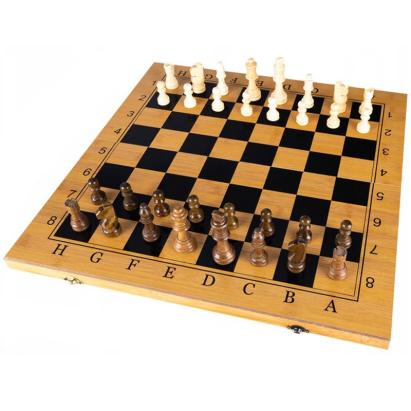 Joc sah si table din lemn, 48x48 cm, toate piesele incluse, maro Household NewTrend